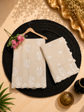 Pure mal Chanderi cotton Applique dyeable fruits inspired unstitched suit sets