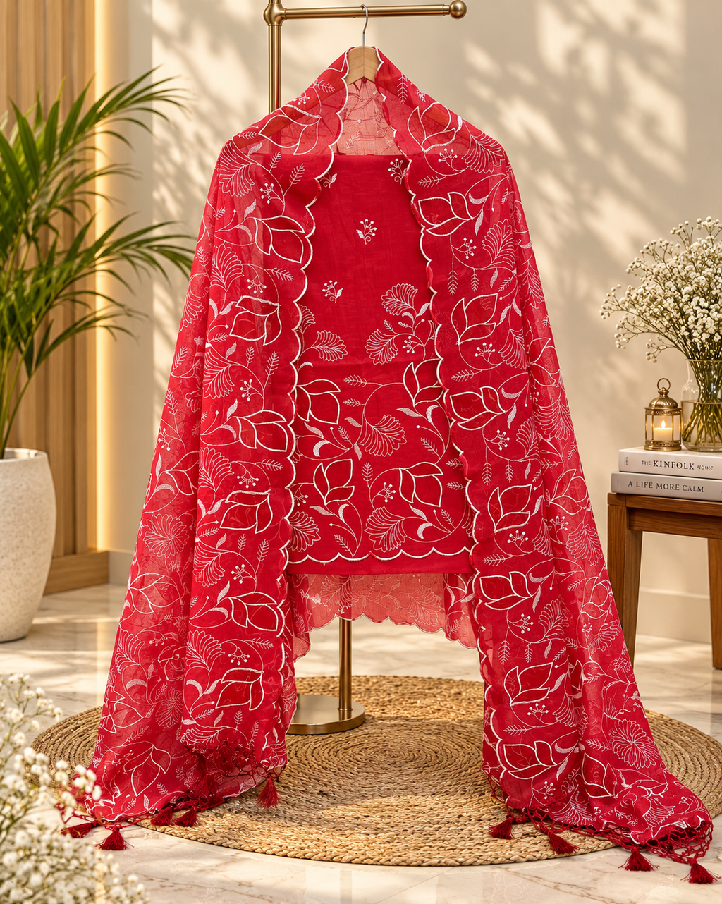 Pure mal Chanderi heavy embroidered organza Applique unstiched suits
