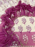 Pure mal Chanderi tussar beige cotton Applique contrast dyed unstiched suits