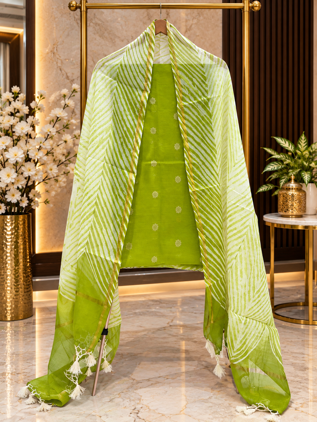 Arashi dyed pure mal Chanderi zari weaved unstiched suits sets