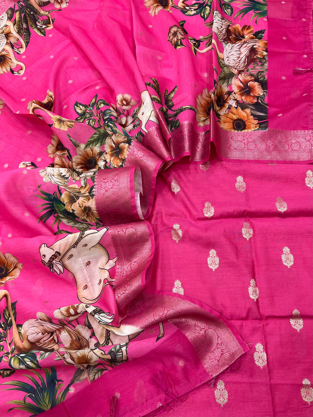 Pure Chanderi pichwai digital print unstitched suits collections