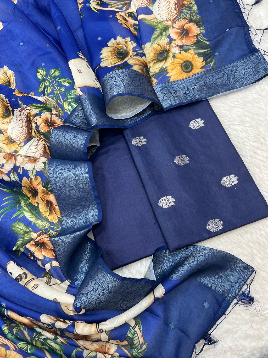 Pure Chanderi pichwai digital print unstitched suits collections