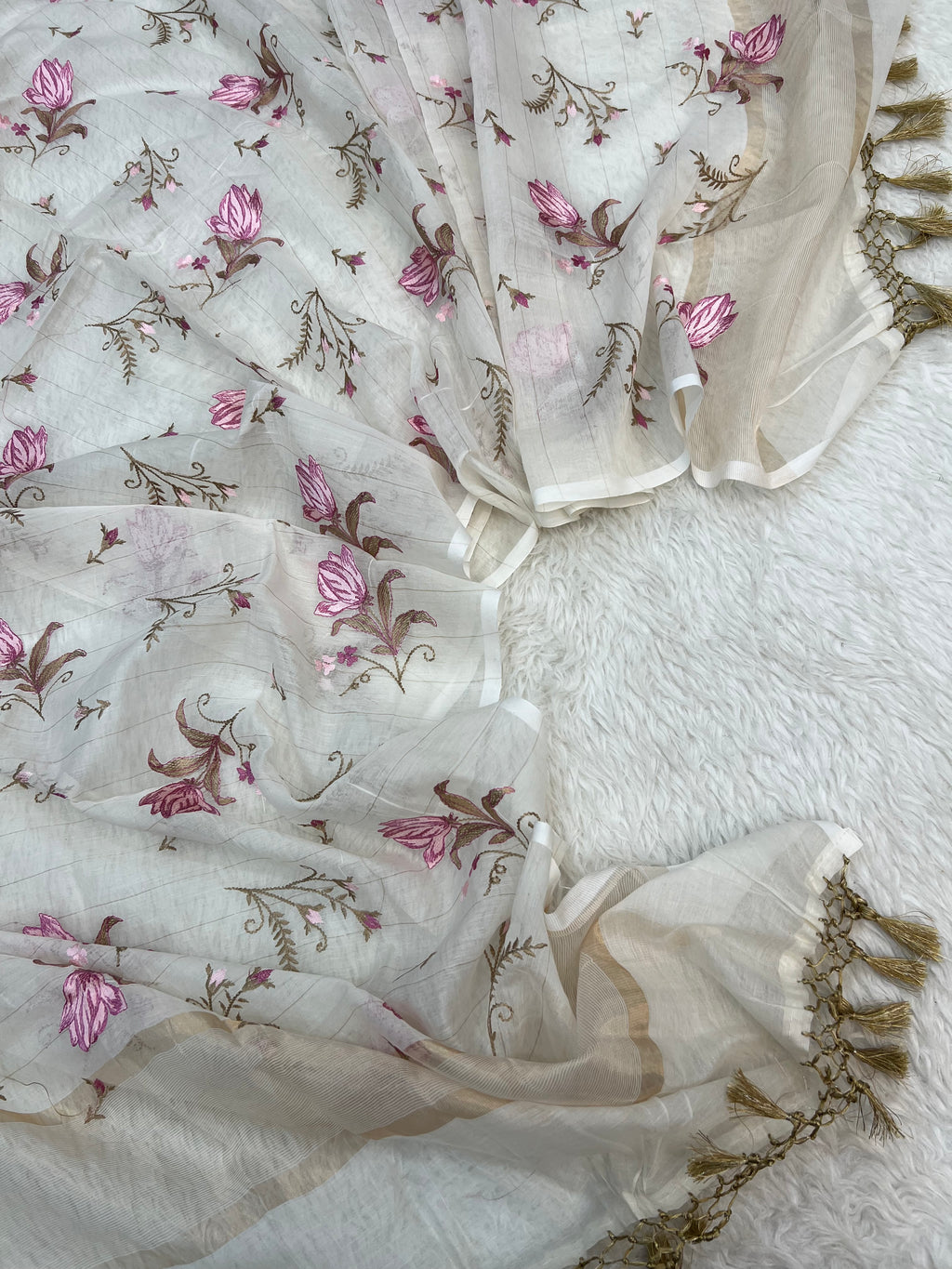 Pure mal chanderi dyeable floral embroidery work suits