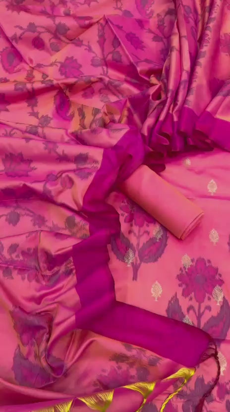 Banarasi Katan Silk Dhoop Chaon Design Printed Suits