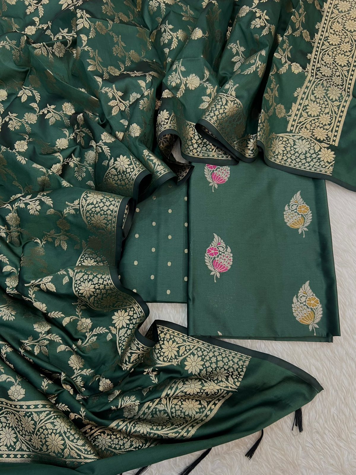 Banarasi Silk Zari Mina Weaving Jackard Suits