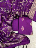 Banarasi Silk Zari Mina Weaving Jackard Suits