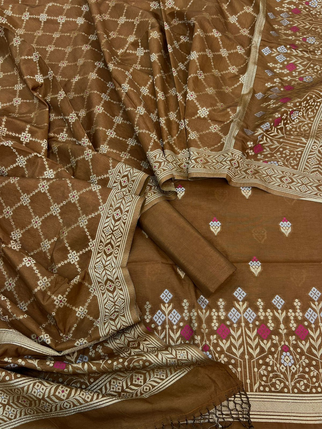 Banarasi Pure Katan Silk Mina Zari weaving Suits