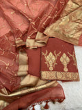 Pure Mal Chanderi Zari Weaved With Katdana Work Suits