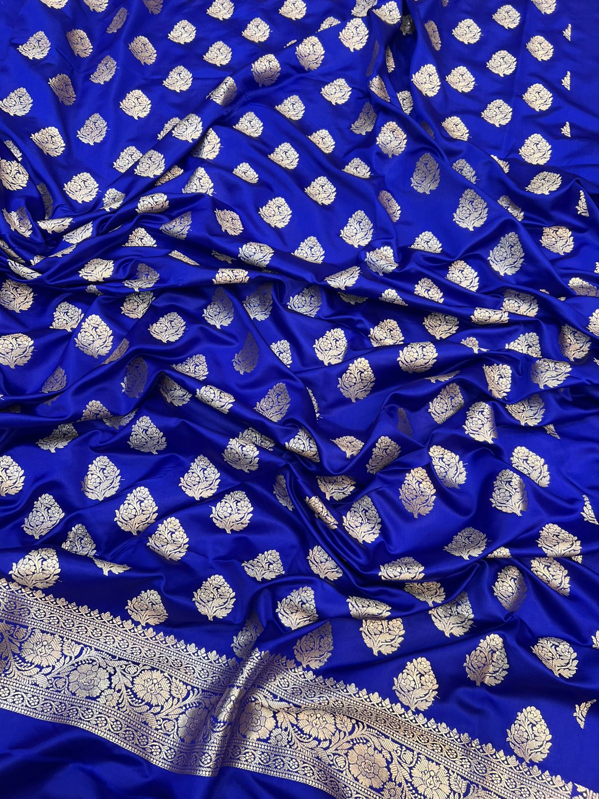 Pure Satin Silk Silver Gold Zari Weaved Handloom Suits