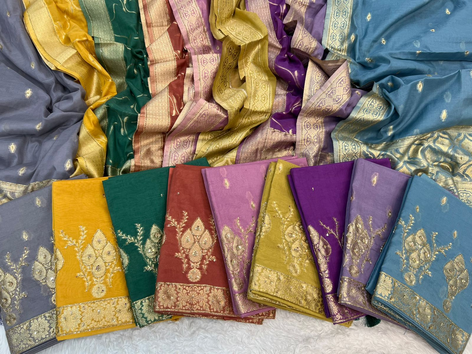 Pure Mal Chanderi Zari Weaved With Katdana Work Suits