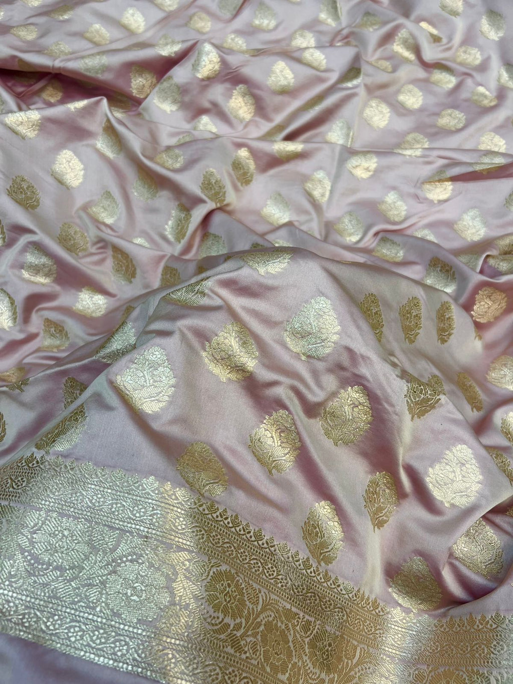 Pure Satin Silk Silver Gold Zari Weaved Handloom Suits