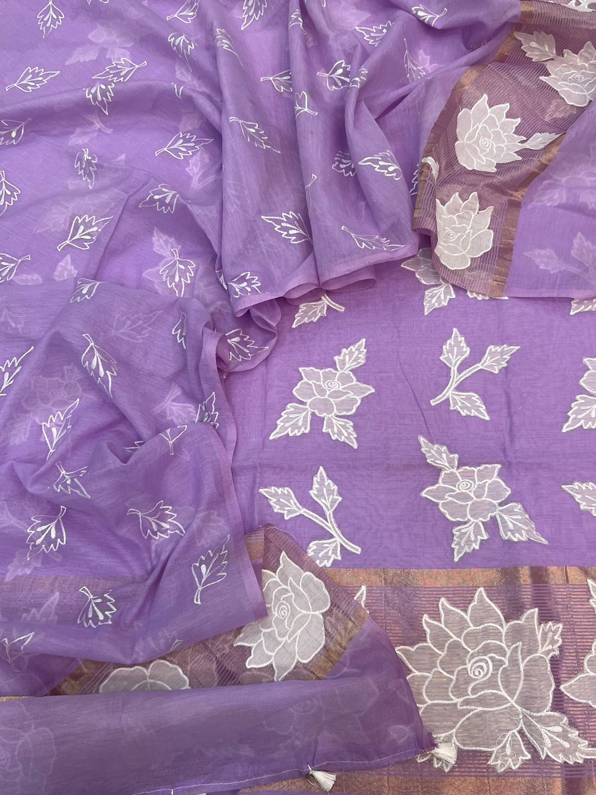 Pure Mal Chanderi Tissue Applique Cutwork Suits