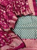 Banarasi Silk Zari Jakard Weaving With Contrast Border