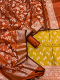 Banarasi Silk Zari Jackard Weaving Contrast Suits