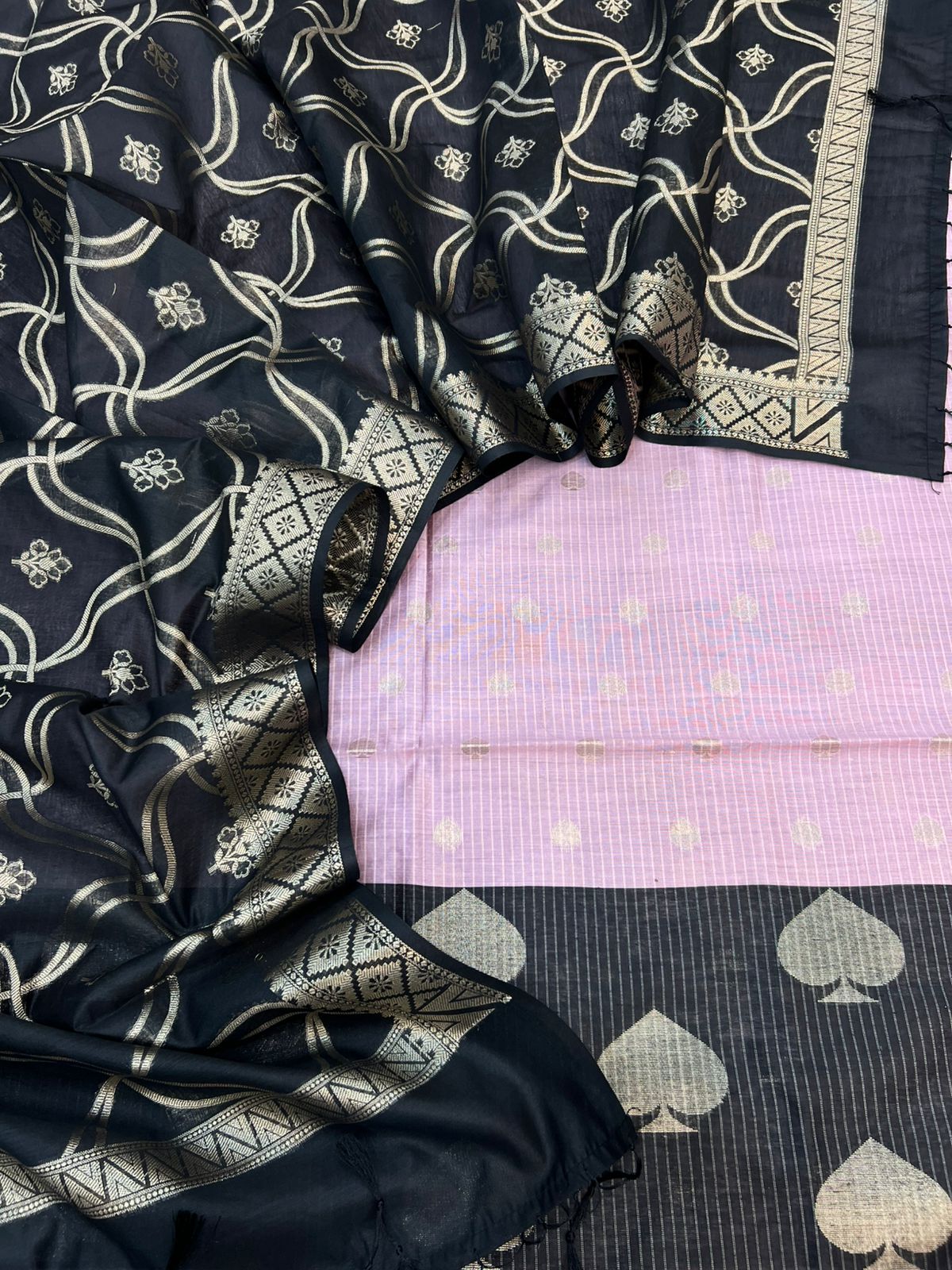 Banarasi Cotton Contrast Zari weaving Suits