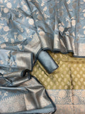 Banarasi Silk Zari Jackard Weaving With Contrast Border