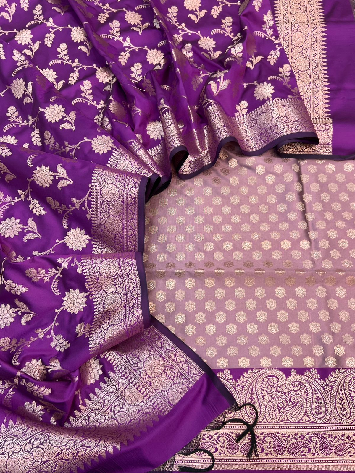 Banarasi Silk Zari Jakard Weaving With Contrast Border