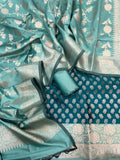 Banarasi Silk Zari Jackard Weaving With Contrast Border