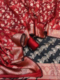 Banarasi Silk Zari Jackard Weaving With Contrast Border
