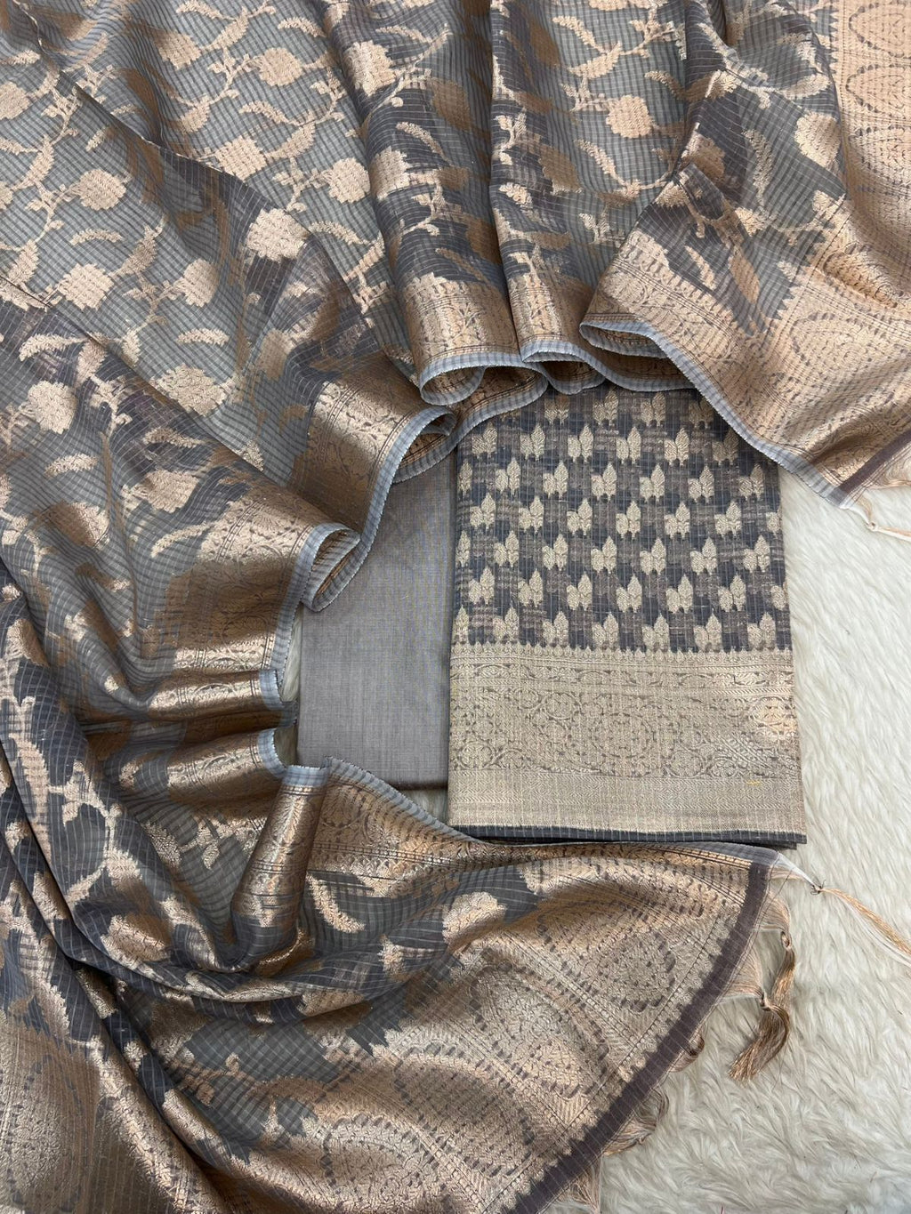 Banarasi Kota Checks Zari Weaving Suits