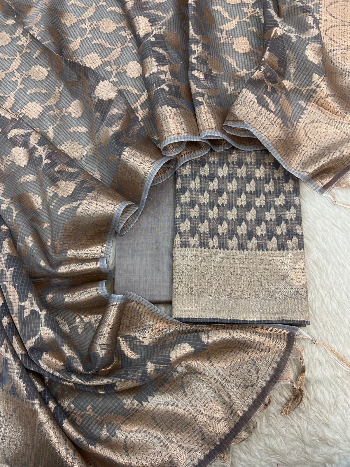 Banarasi Kota Checks Zari Weaving Suits