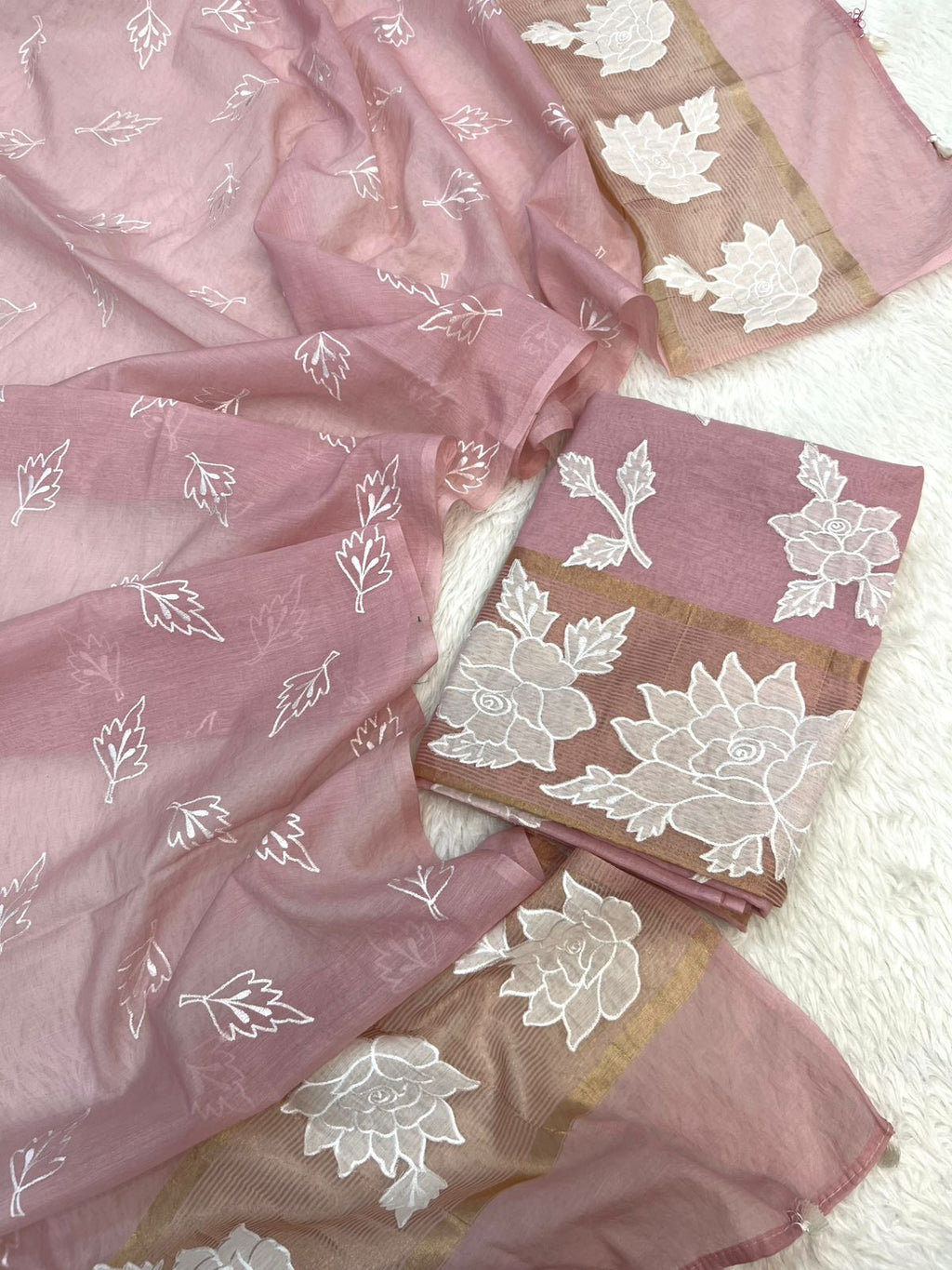 Pure Mal Chanderi Tissue Applique Cutwork Suits
