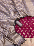 Banarasi Silk Zari Jackard Weaving Contrast Suits