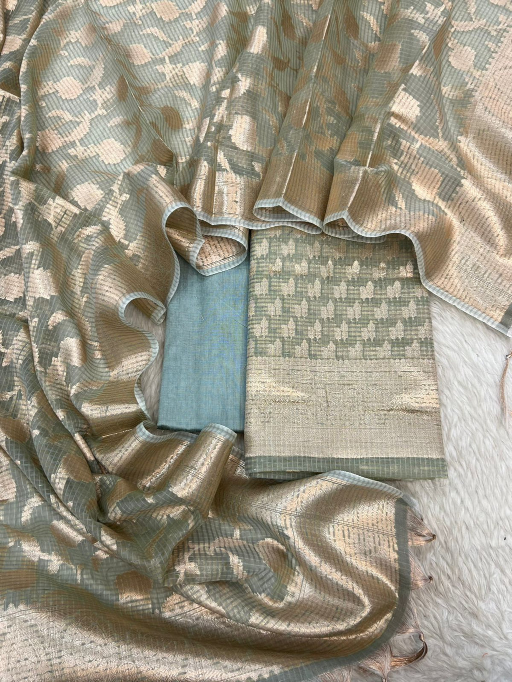 Banarasi Kota Checks Zari Weaving Suits