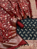 Banarasi Silk Zari Jackard Weaving Contrast Suits