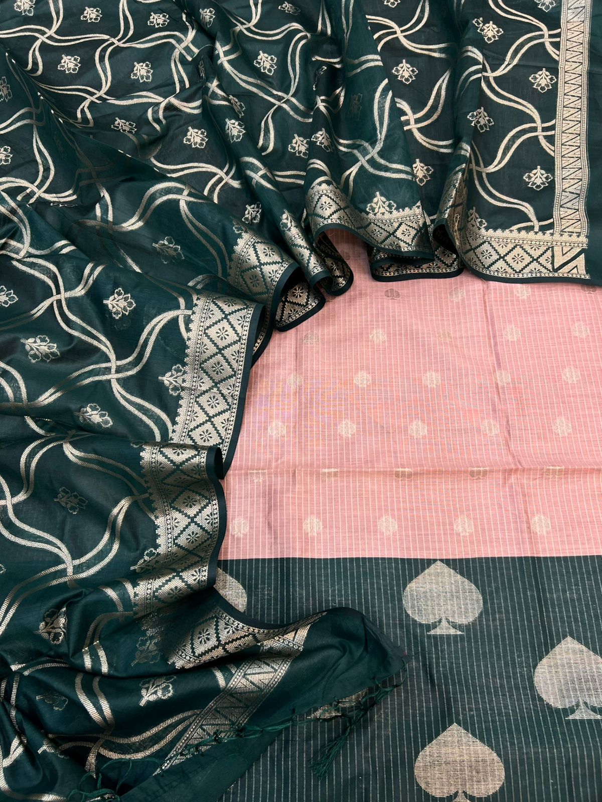 Banarasi Cotton Contrast Zari weaving Suits