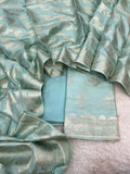 Pure Chiniya Silk Light  Pastel  Colors with Booti Stripe Weaving