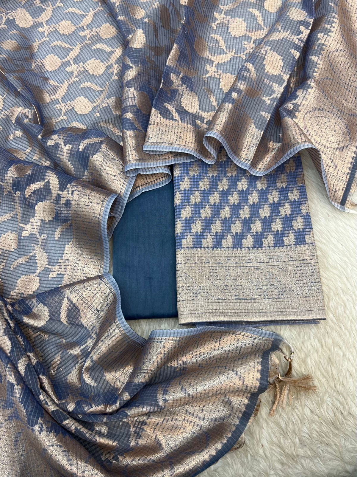Banarasi Kota Checks Zari Weaving Suits