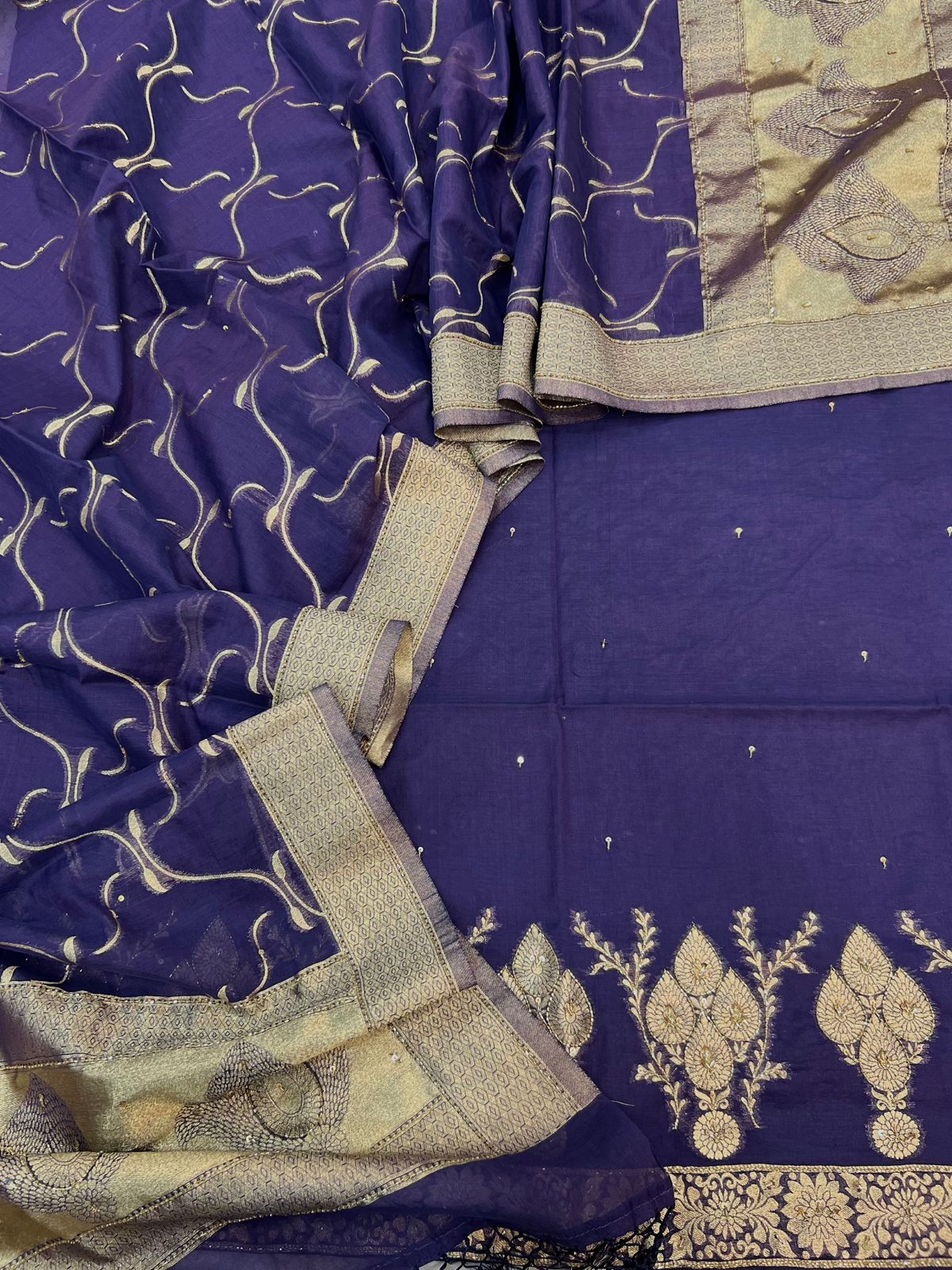 Pure Mal Chanderi Zari  Mukesh Katdana Work Suits