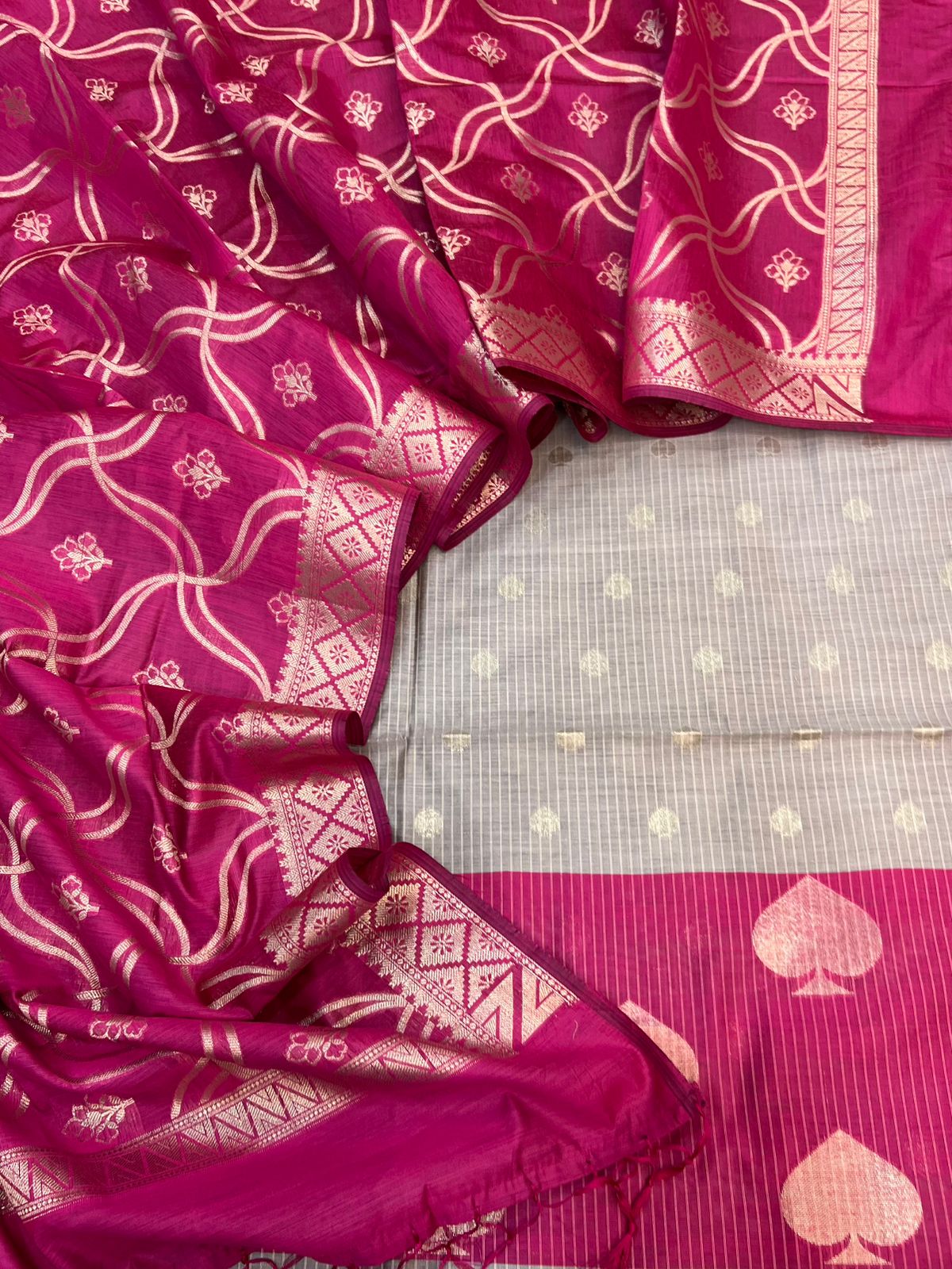 Banarasi Cotton Contrast Zari weaving Suits