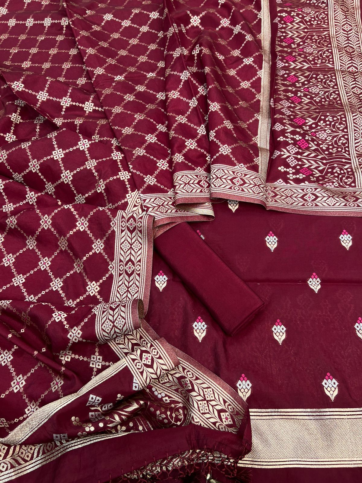 Banarasi Pure Katan Silk Mina Zari weaving Suits
