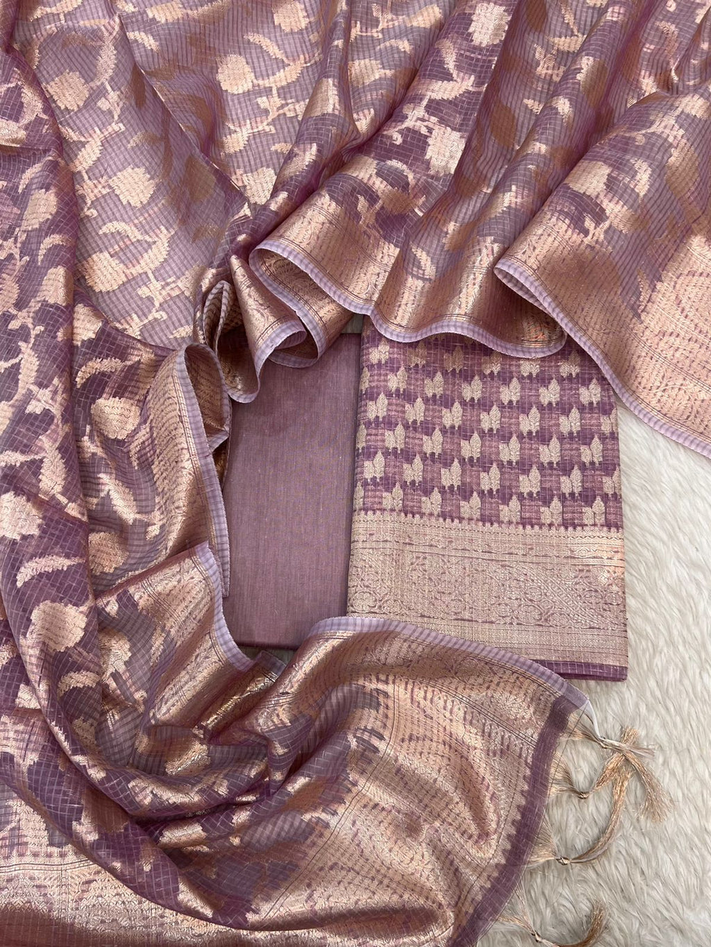 Banarasi Kota Checks Zari Weaving Suits