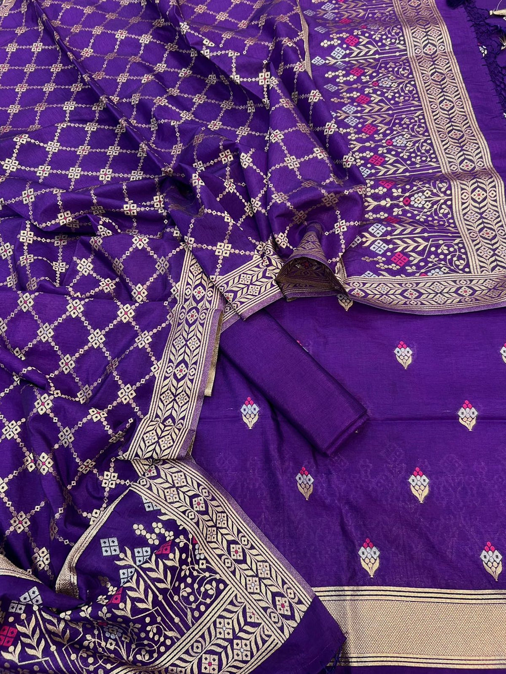 Banarasi Pure Katan Silk Mina Zari weaving Suits
