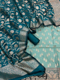 Banarasi Silk Zari Jackard Weaving Contrast Suits