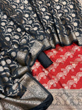 Banarasi Silk Zari Jackard Weaving With Contrast Border
