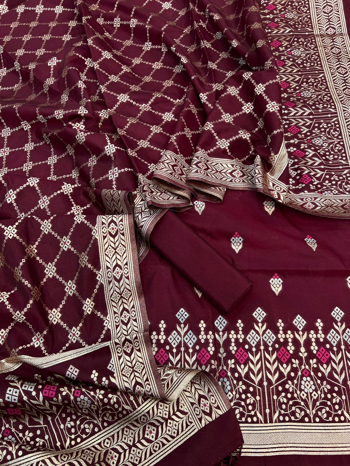 Banarasi Pure Katan Silk Mina Zari weaving Suits