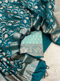 Banarasi Silk Zari Jackard Weaving With Contrast Border