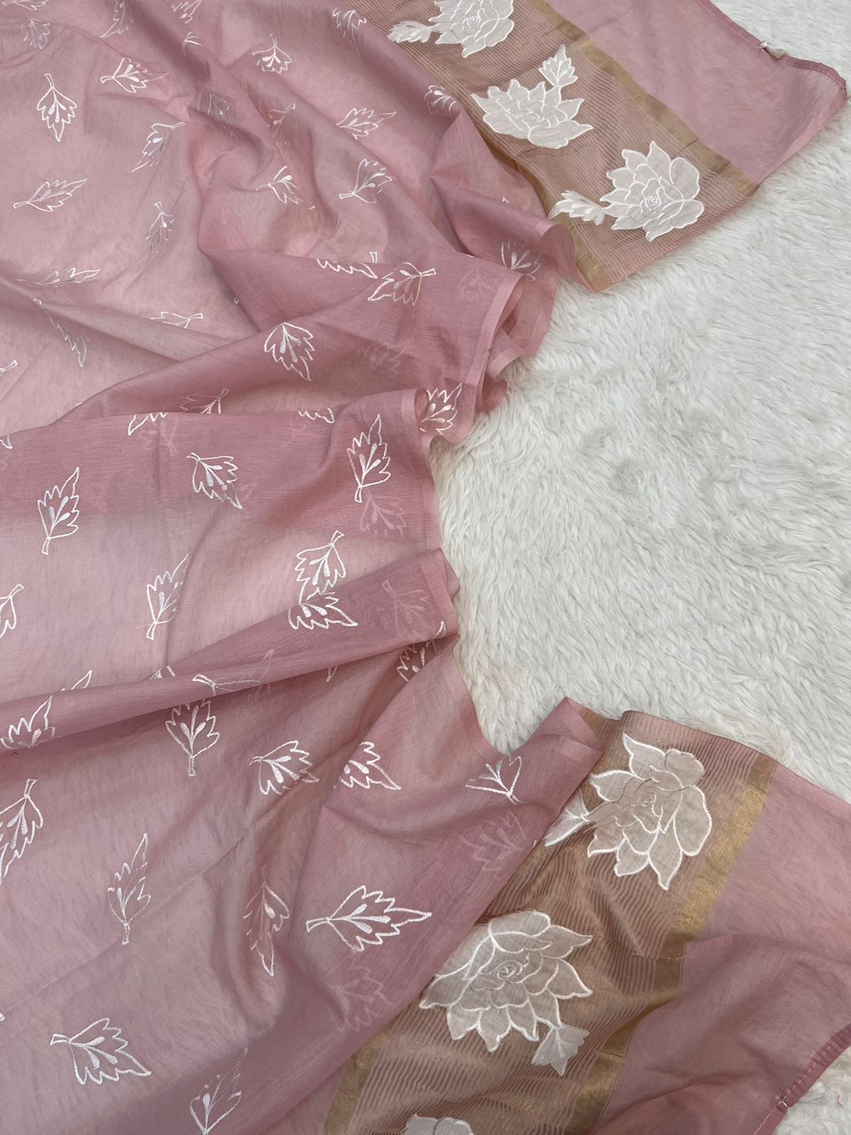 Pure Mal Chanderi Tissue Applique Cutwork Suits
