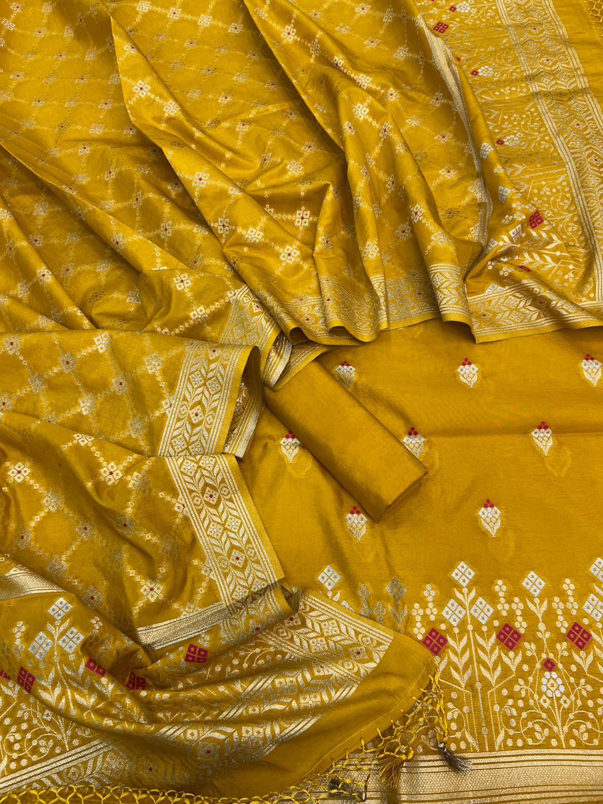 Banarasi Pure Katan Silk Mina Zari weaving Suits